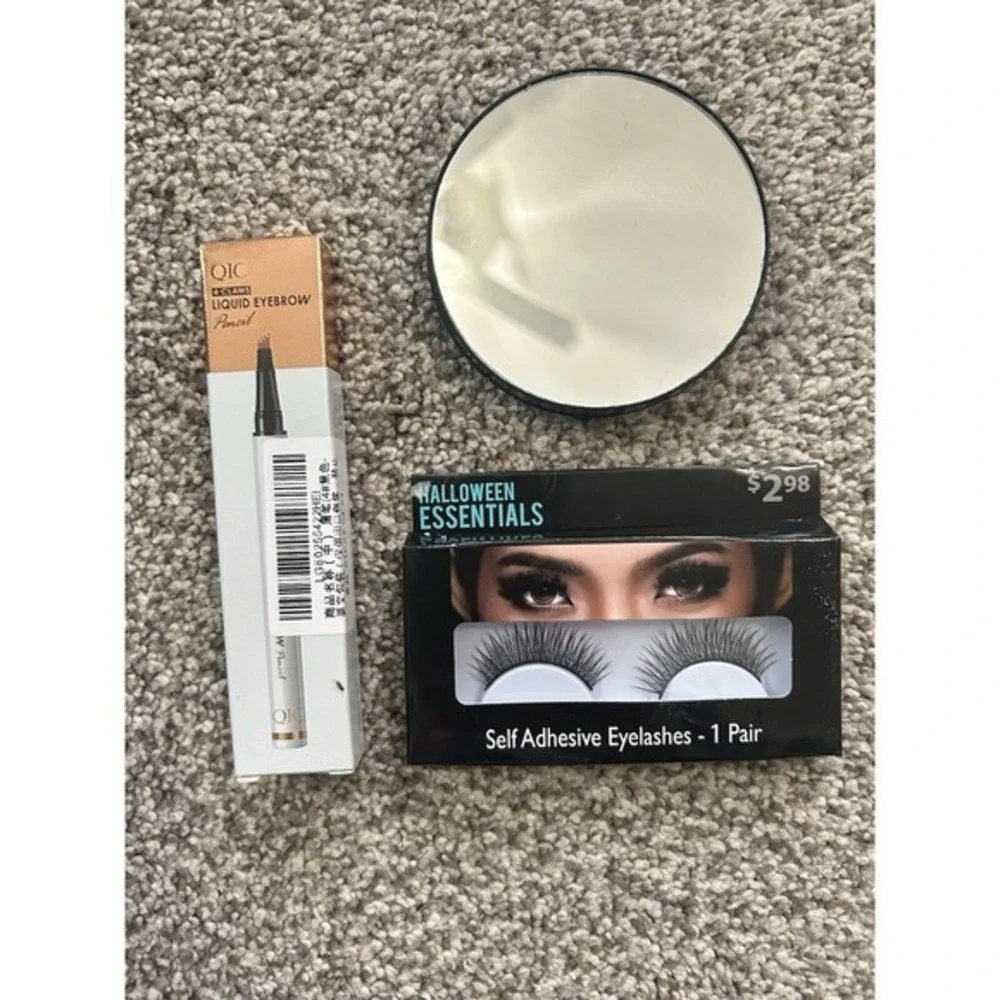 3-PC Eye Care Beauty Products Women Liquid Eyebrow Pencil Eyelashes Micro Mirror